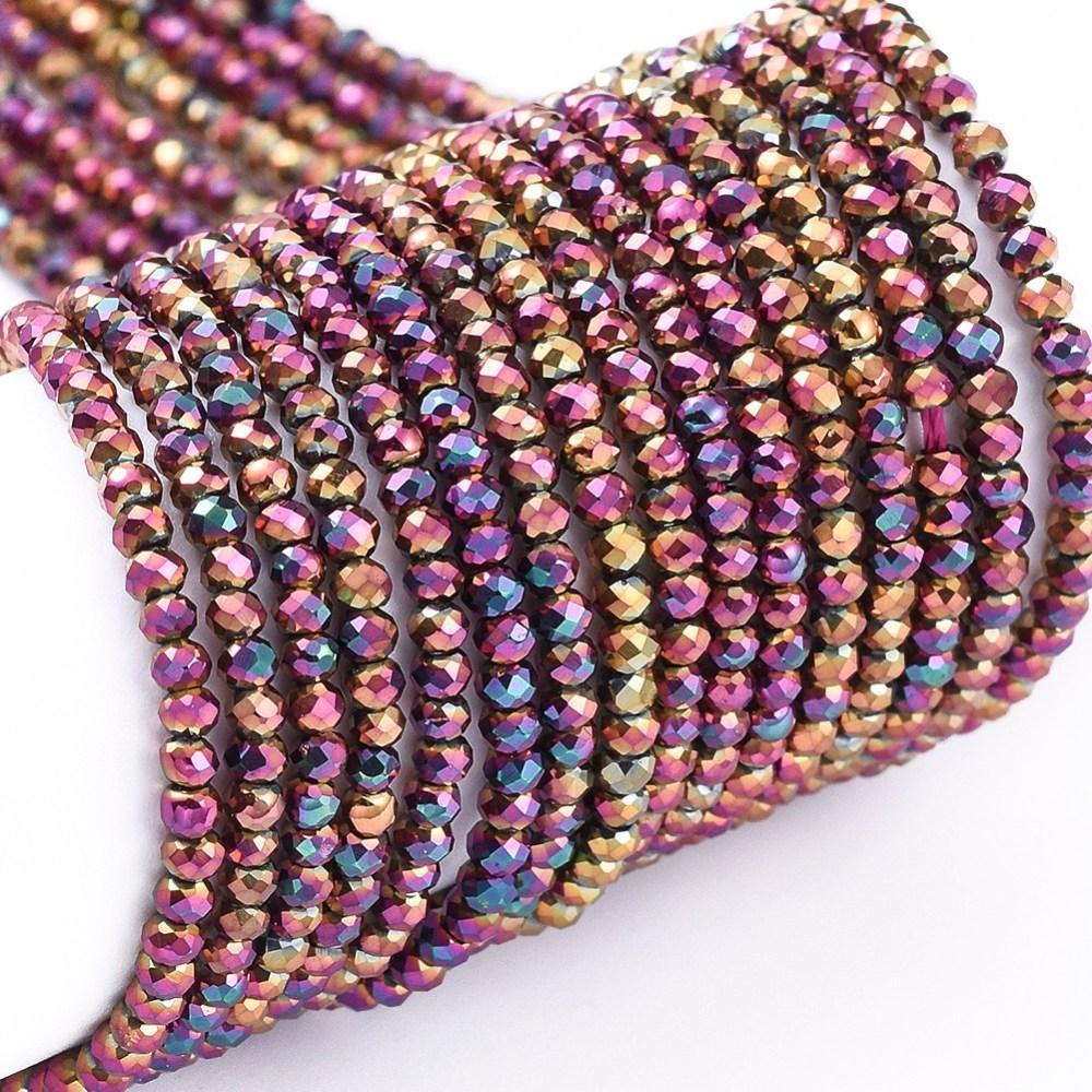 Kraal facet AB rondelle purple 2mm - per ±215 stuks-Kralen-Kraaltjes van Renate