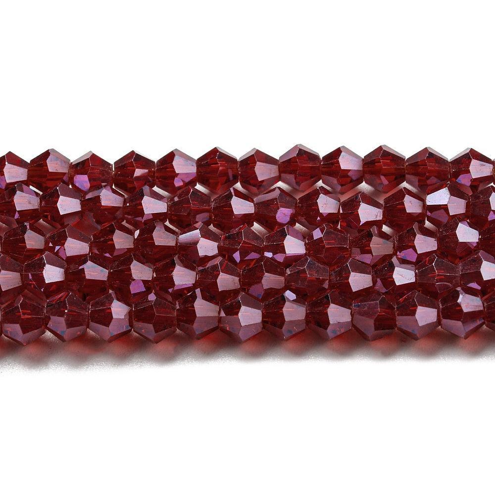 Kraal facet bicone dark red 3mm - per ±135 stuks-Kralen-Kraaltjes van Renate