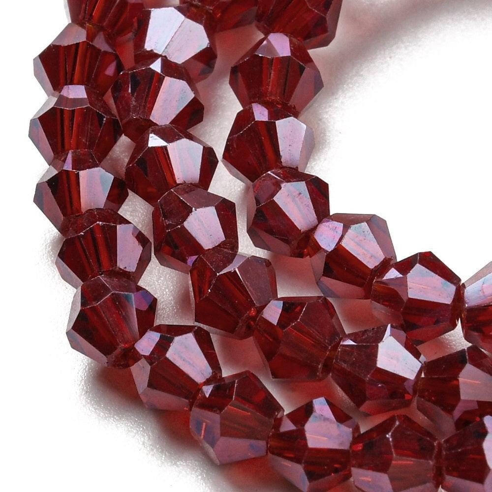 Kraal facet bicone dark red 3mm - per ±135 stuks-Kralen-Kraaltjes van Renate