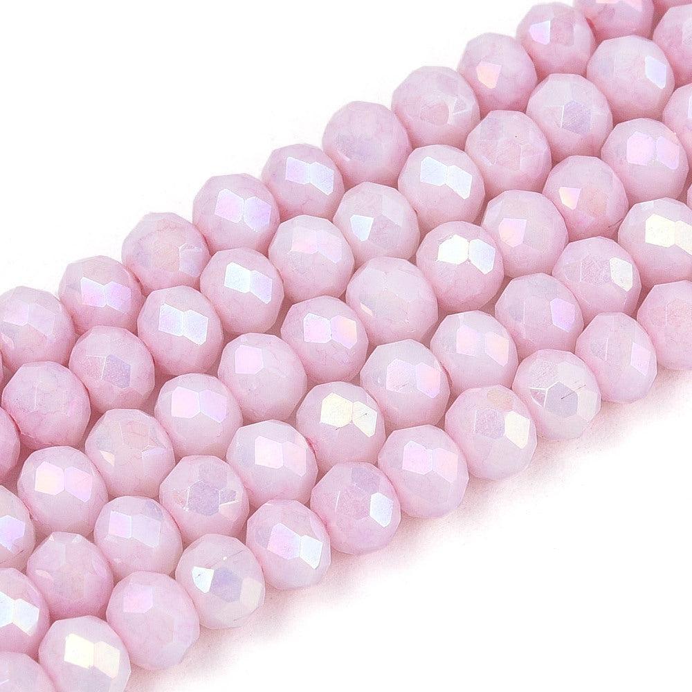 Kraal facet electroplated AB roze 4mm - per ±26 stuks-Kralen-Kraaltjes van Renate