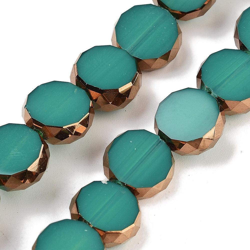 Kraal faceted rond turquoise/goud 10x4mm - per stuk-Kralen-Kraaltjes van Renate