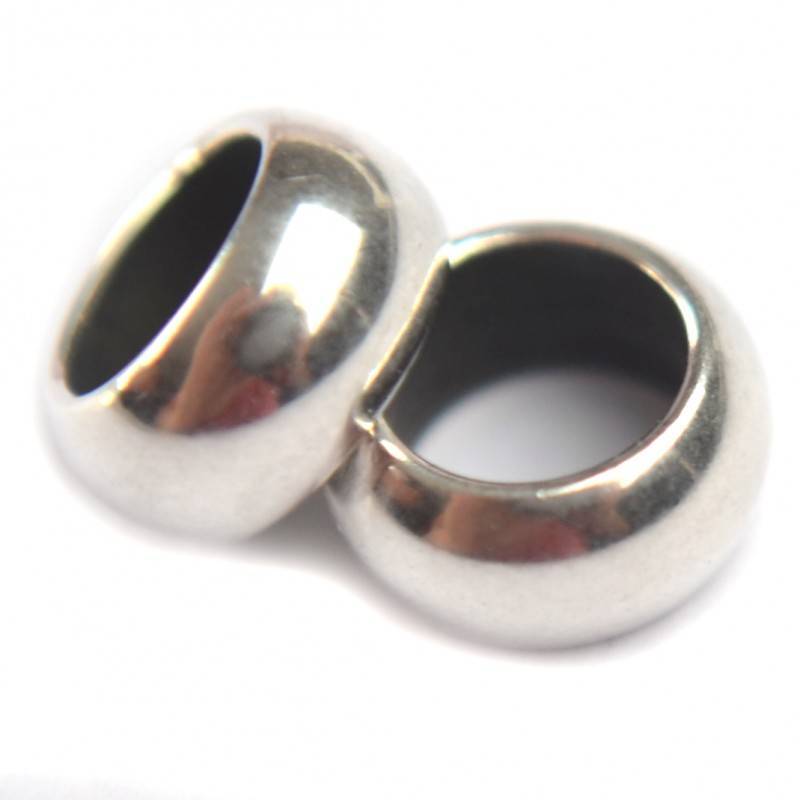 Kraal groot gat 4mm metaal zilver DQ 3x6mm-Kraaltjes van Renate