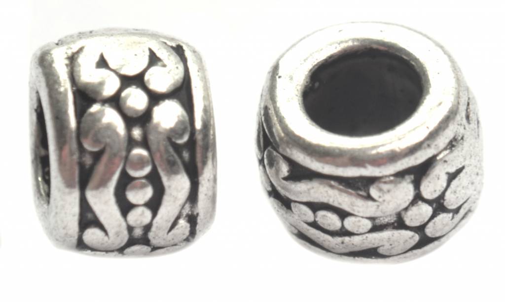Kraal groot gat Ø3.5-4mm zilver 8x6mm - 8st-Kraaltjes van Renate