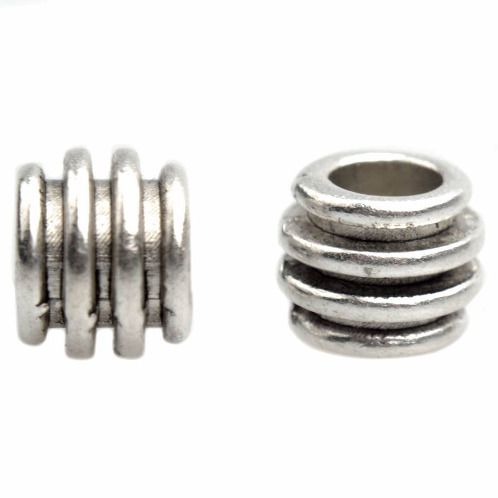 Kraal groot gat Ø4mm Zilver 8x6mm - 8 stuks-Kraaltjes van Renate