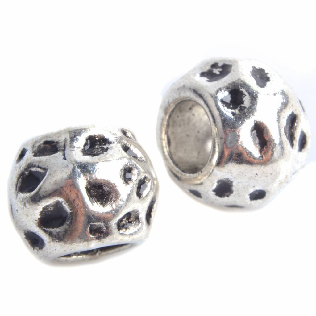 Kraal groot gat Ø6.5mm Zilver 14.5x11mm-Kraaltjes van Renate