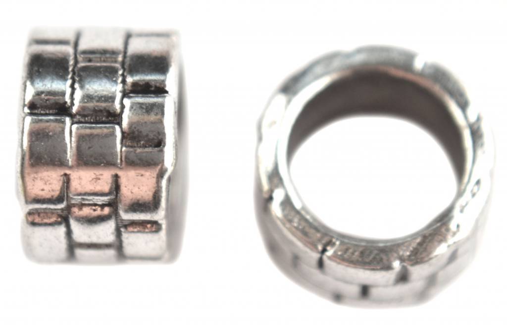 Kraal groot gat Ø6.5mm Zilver 9mm - 4 stuks-Kraaltjes van Renate