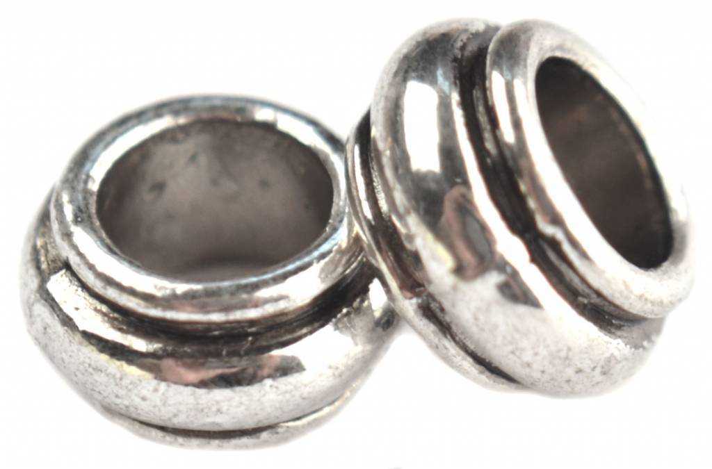 Kraal groot gat Ø6mm Zilver 12x7mm-Kraaltjes van Renate