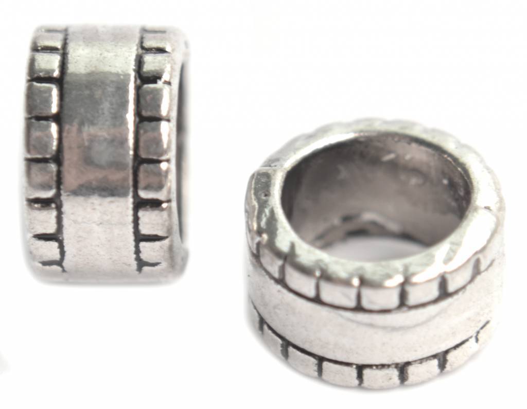 Kraal groot gat Ø8mm zilver 12x7mm-Kraaltjes van Renate