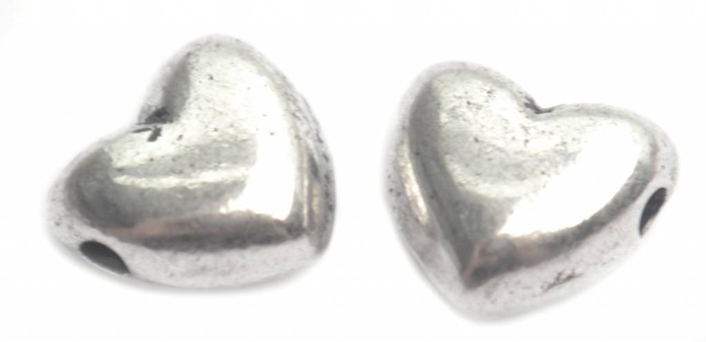 Kraal hart zilver 10mm - 3st-Kraaltjes van Renate