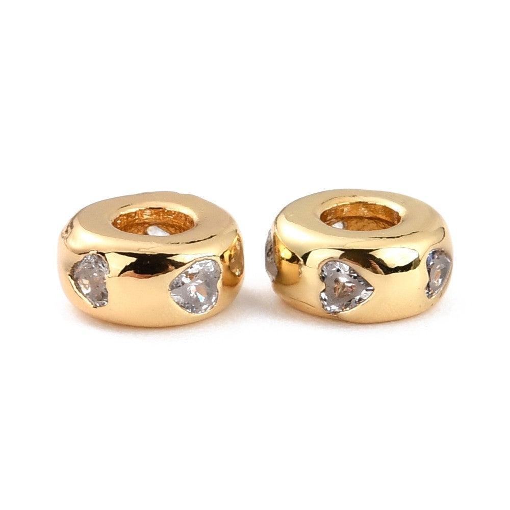 Kraal hart zirconia / brass 18K Gold plated 6x3mm - per stuk-Kralen-Kraaltjes van Renate