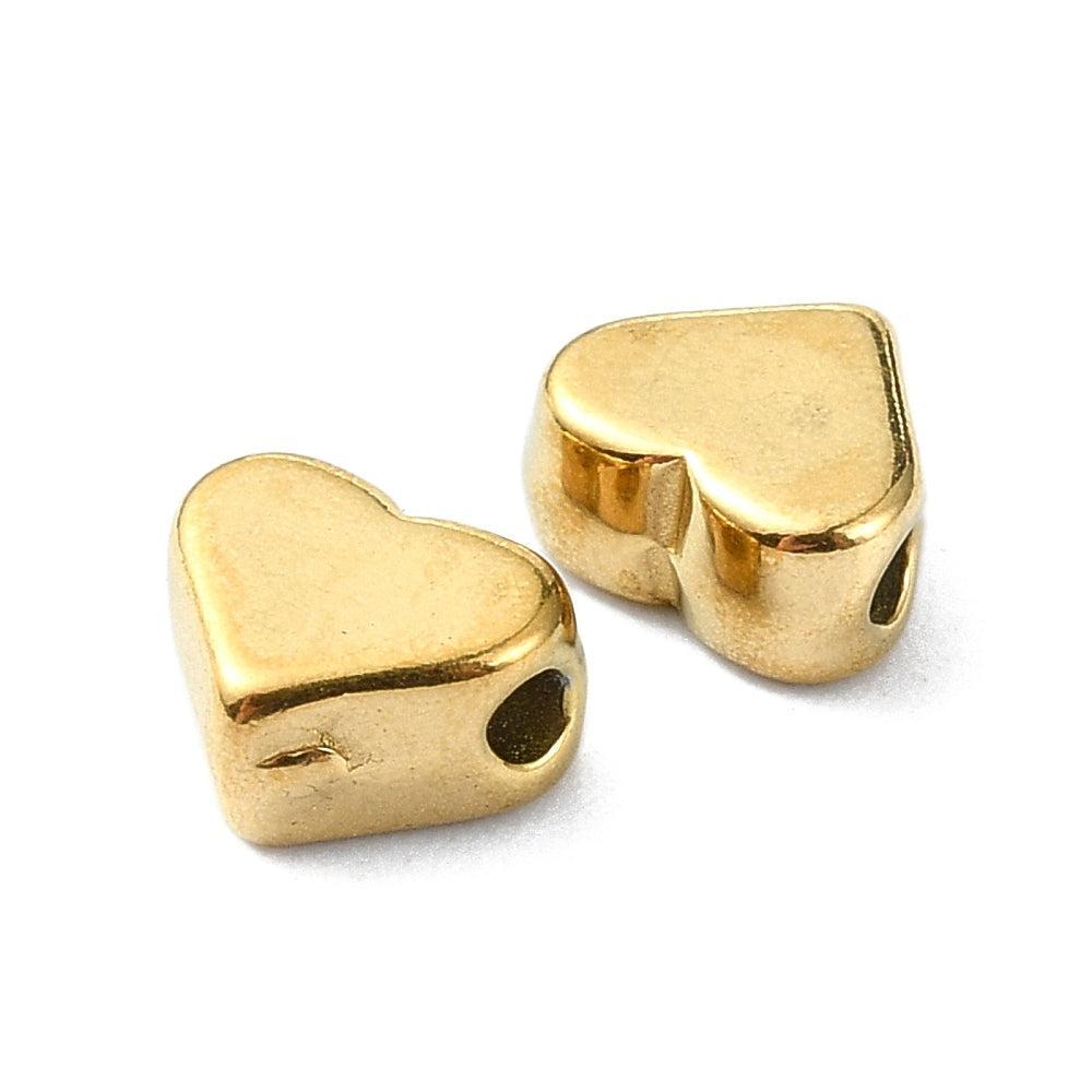 Kraal hartje 18Kr gold plated 5x6mm- per stuk-bedels-Kraaltjes van Renate