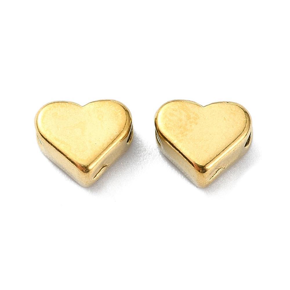 Kraal hartje 18Kr gold plated 5x6mm- per stuk-bedels-Kraaltjes van Renate