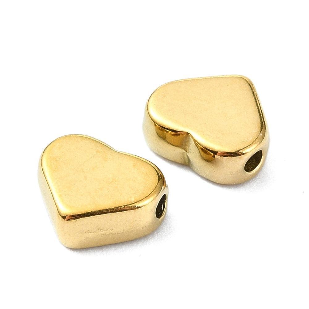 Kraal hartje 18Kr gold plated 7x8mm- per stuk-bedels-Kraaltjes van Renate