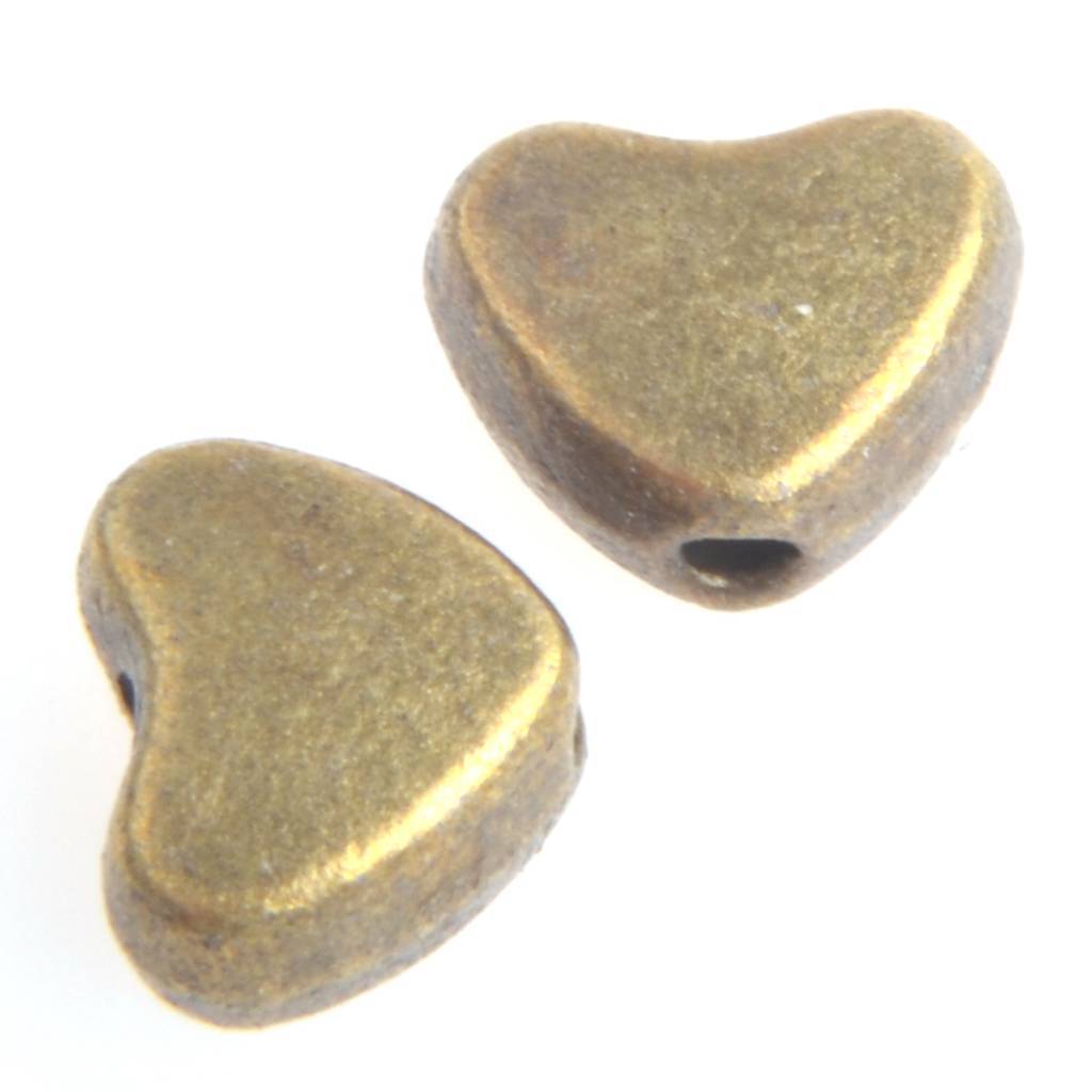 Kraal hartje Brons 6mm - 12 stuks-Kraaltjes van Renate