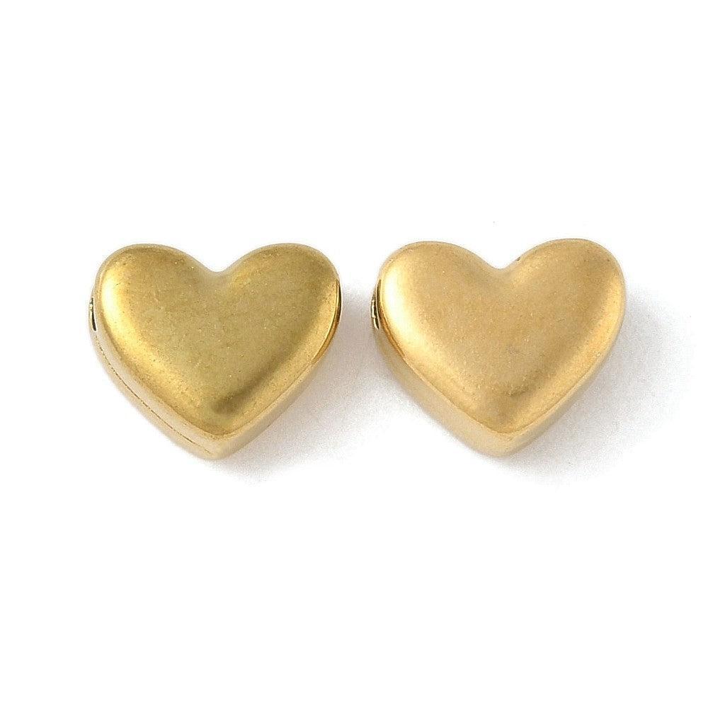 Kraal hartje Premium RVS 18K Gold plated 8mm - per stuk-Kralen-Kraaltjes van Renate