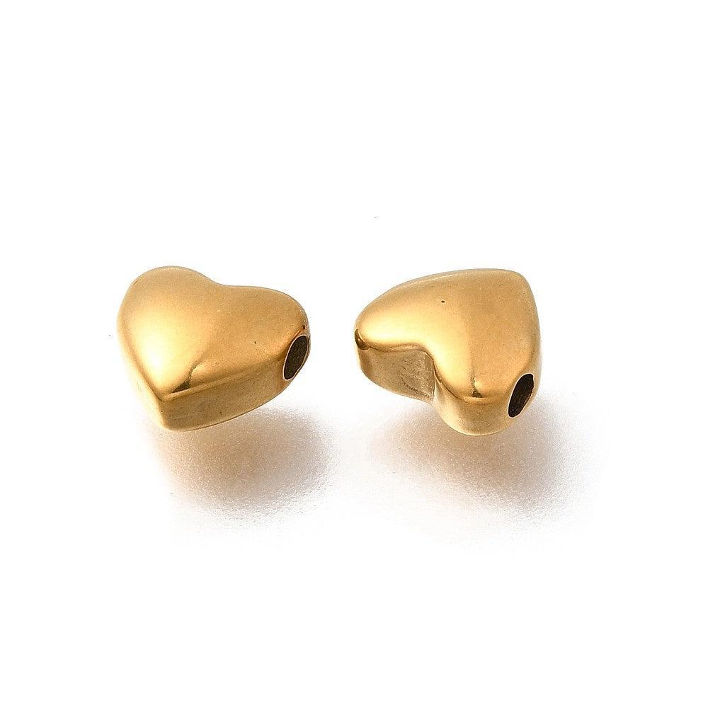 Kraal hartje Premium RVS Goud 7mm - per stuk-Kralen-Kraaltjes van Renate