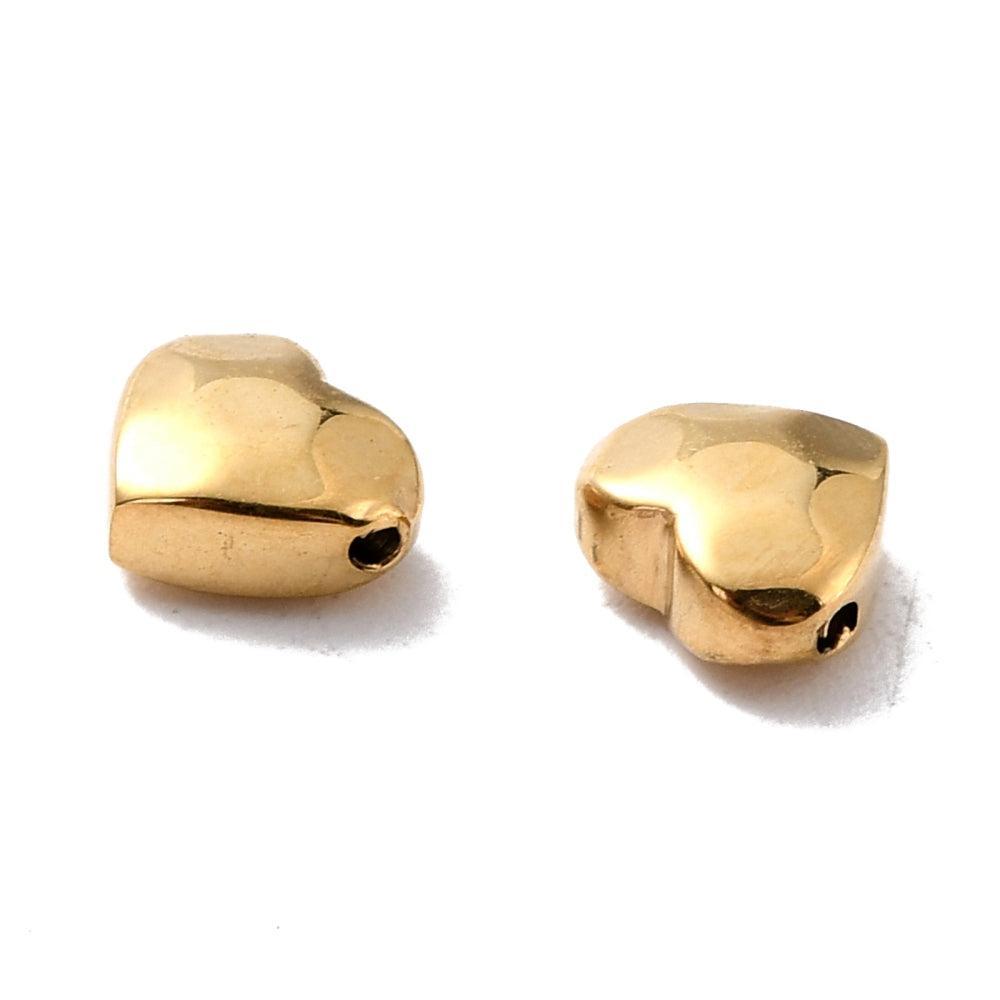 Kraal hartje RVS 316 premium goud 8mm - per stuk-Kralen-Kraaltjes van Renate