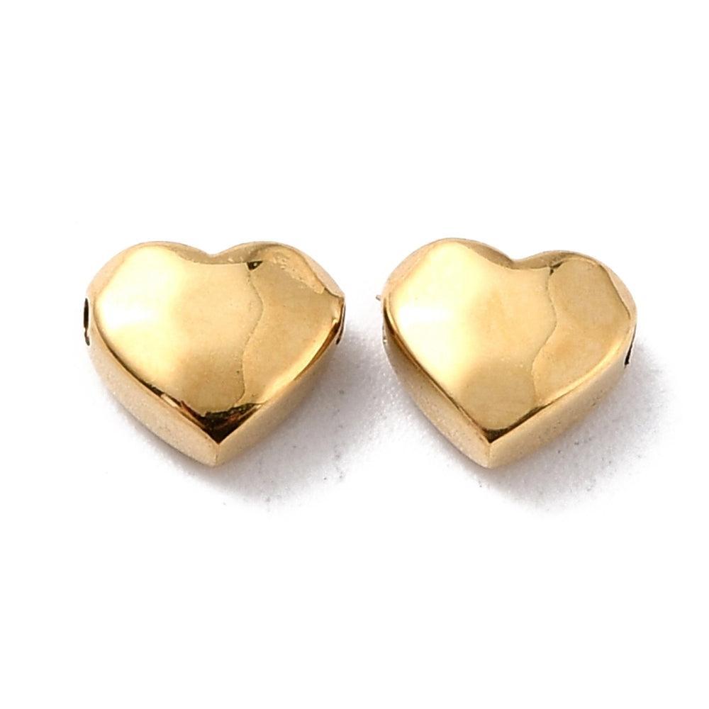 Kraal hartje RVS 316 premium goud 8mm - per stuk-Kralen-Kraaltjes van Renate