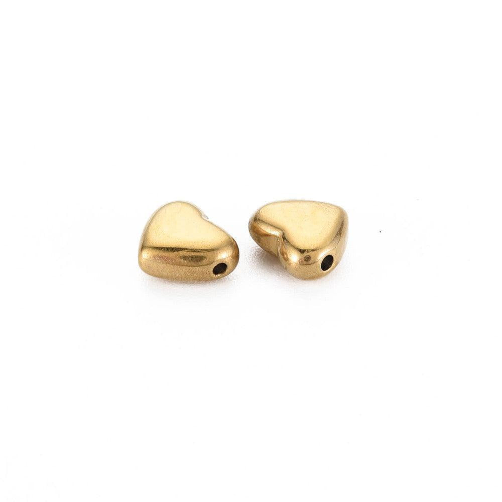 Kraal hartje RVS premium 14K goud 6,5mm - per stuk-Kralen-Kraaltjes van Renate
