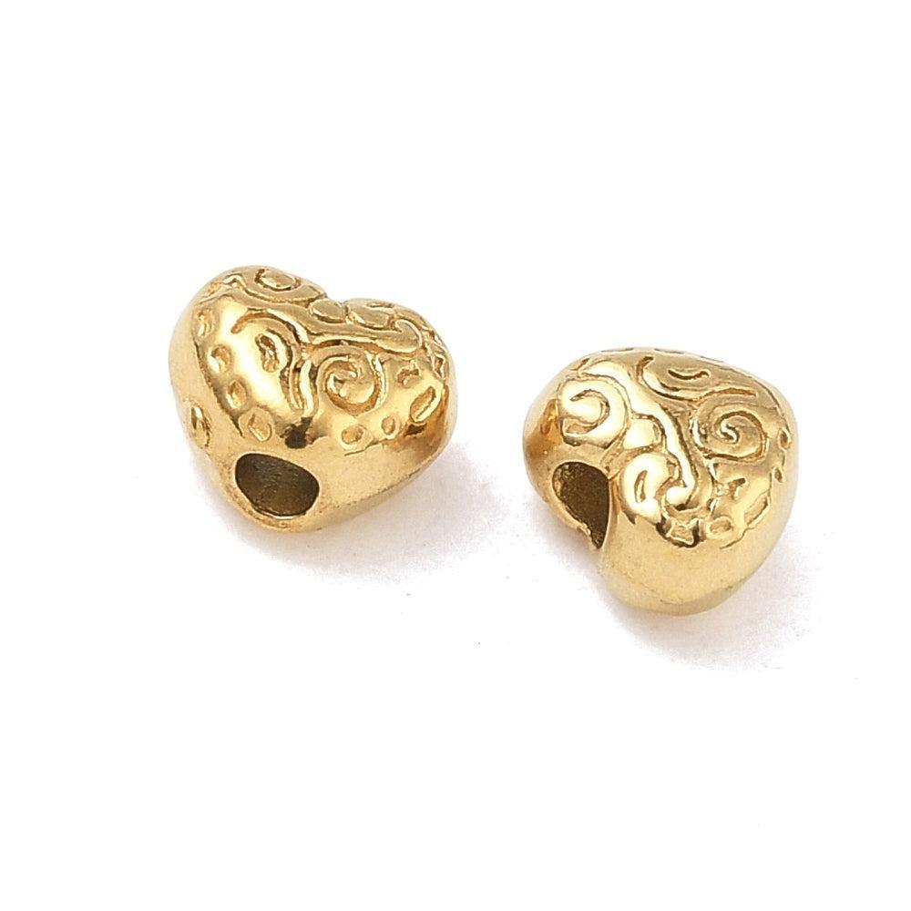 Kraal hartje RVS premium 18K goud 5mm - per stuk-Onderdelen-Kraaltjes van Renate