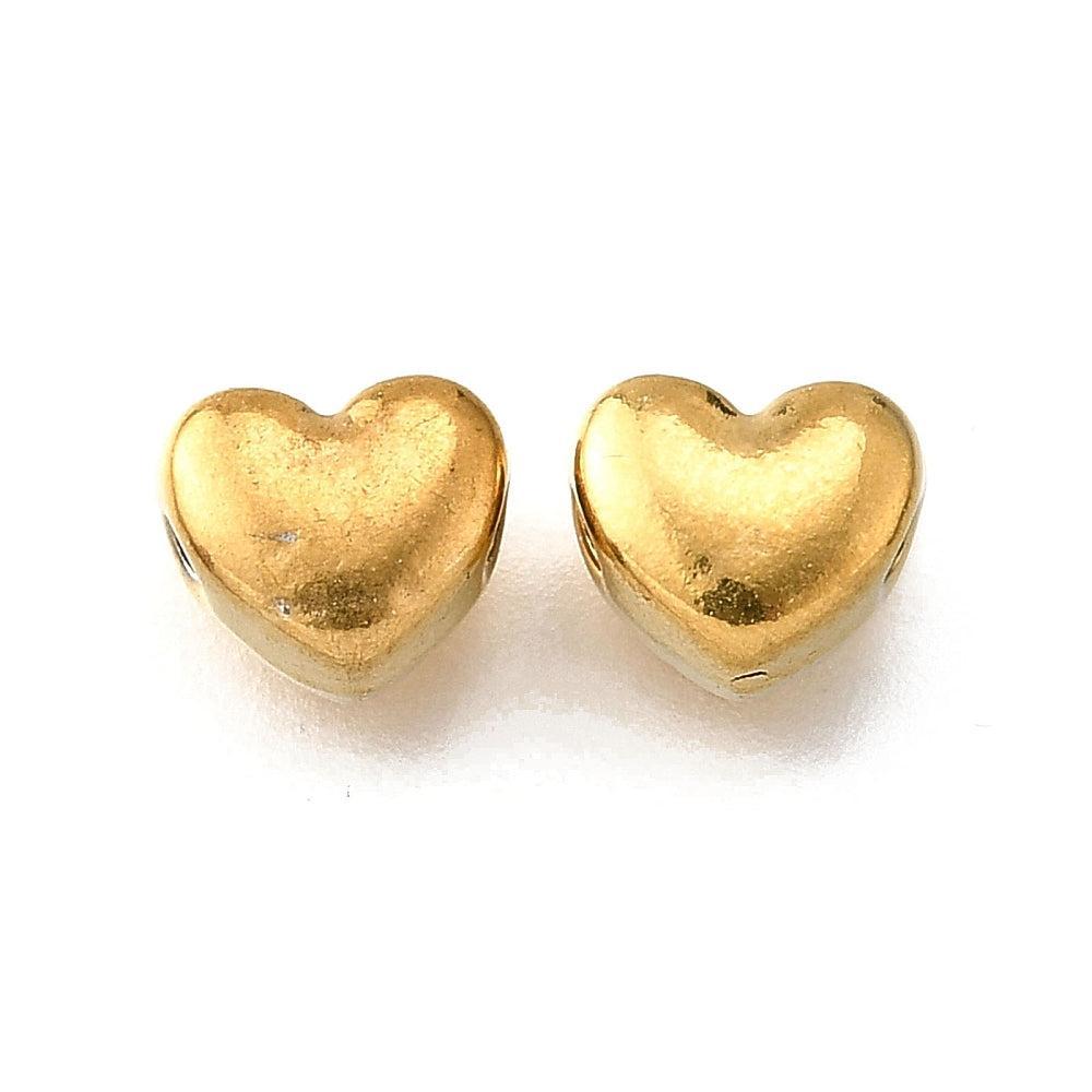 Kraal hartje RVS premium 18K goud 6mm - per stuk-Kralen-Kraaltjes van Renate