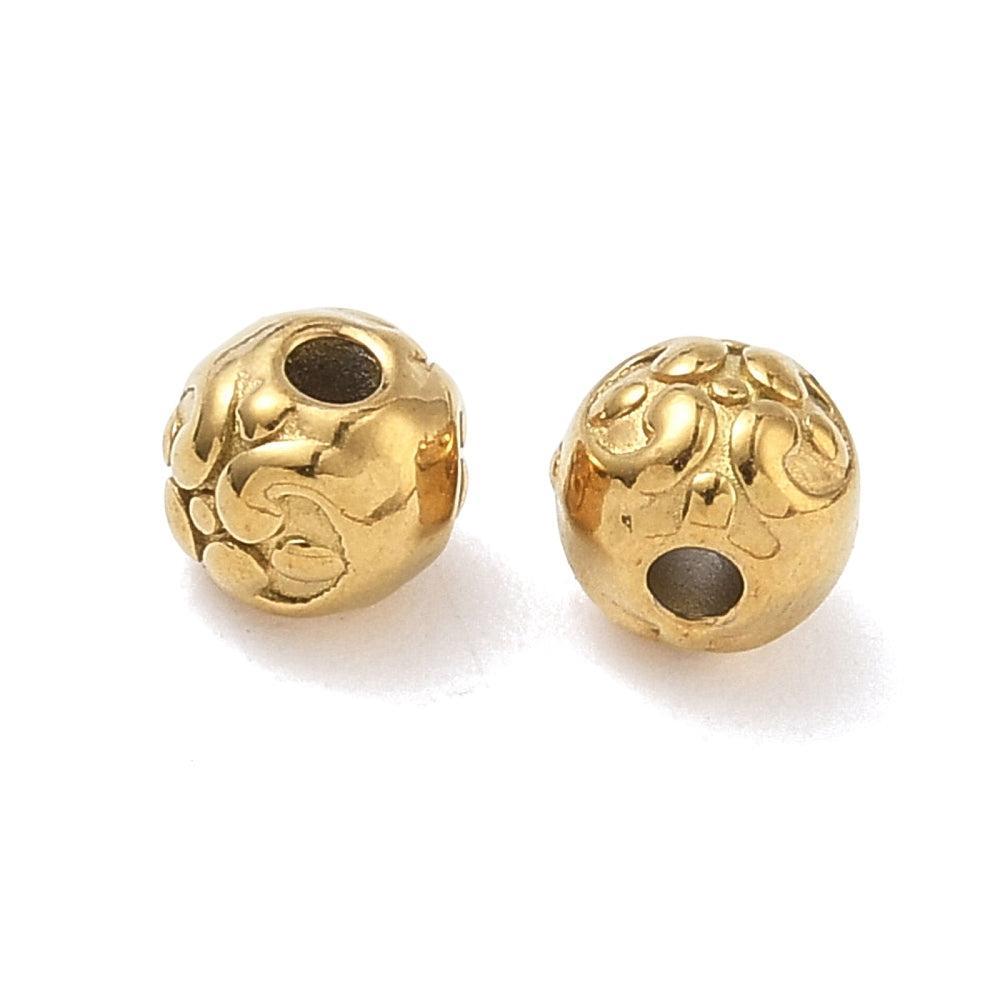 Kraal hartje RVS premium 18K goud 6mm - per stuk-Onderdelen-Kraaltjes van Renate