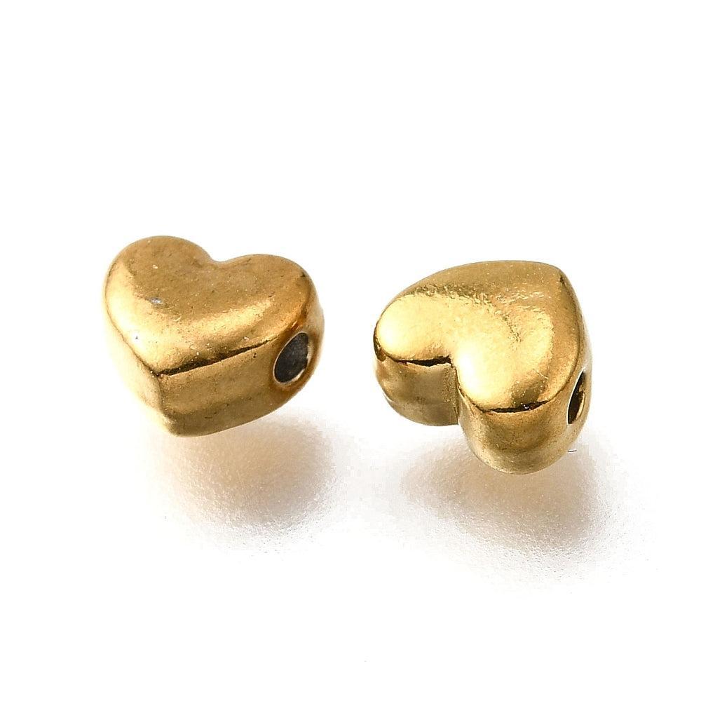 Kraal hartje RVS premium 18K goud 6mm - per stuk-Kralen-Kraaltjes van Renate