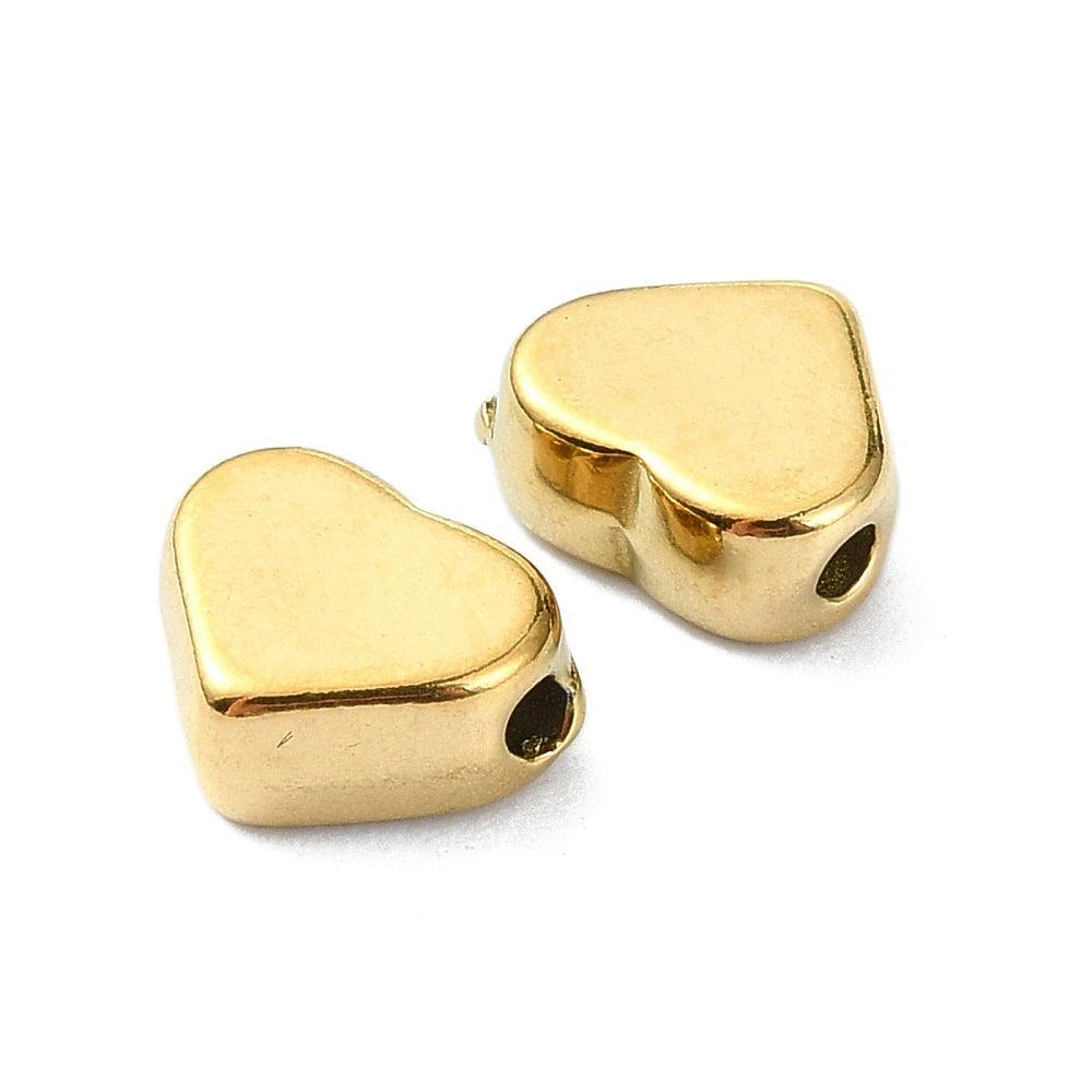 Kraal hartje RVS premium 18K goud 7mm - per stuk-Kralen-Kraaltjes van Renate