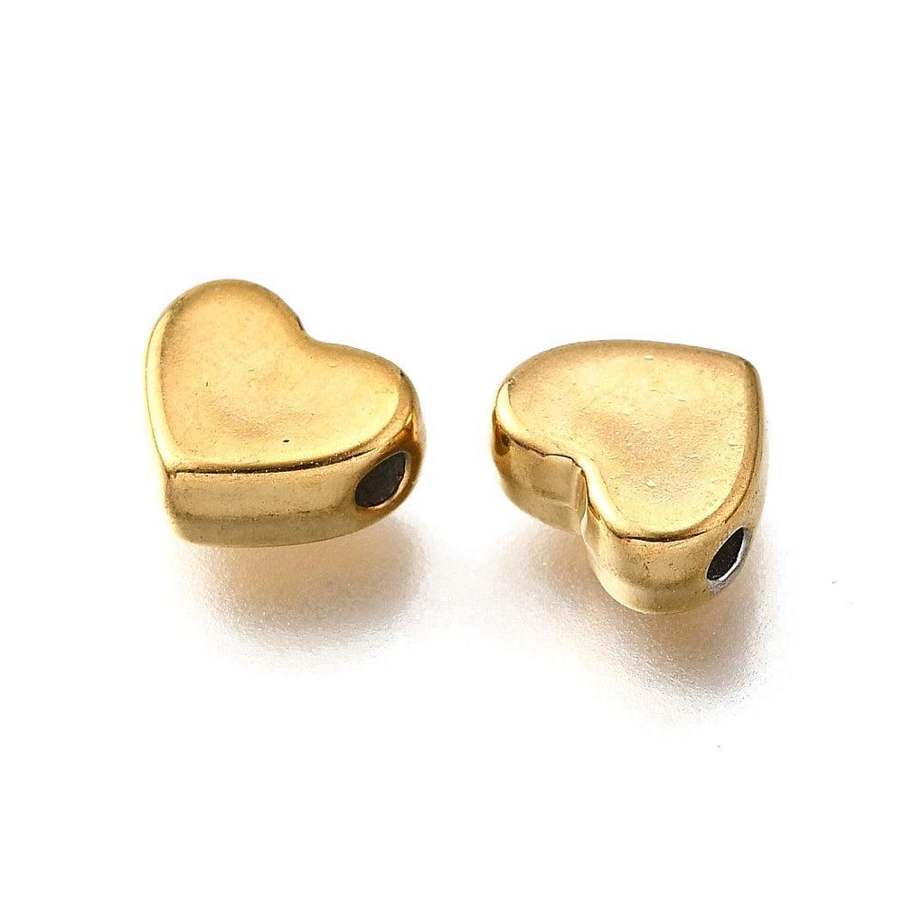 Kraal hartje RVS premium 18K goud 8mm - per stuk-Kralen-Kraaltjes van Renate