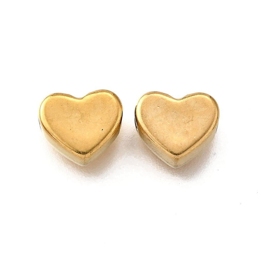 Kraal hartje RVS premium 18K goud 8mm - per stuk-Kralen-Kraaltjes van Renate
