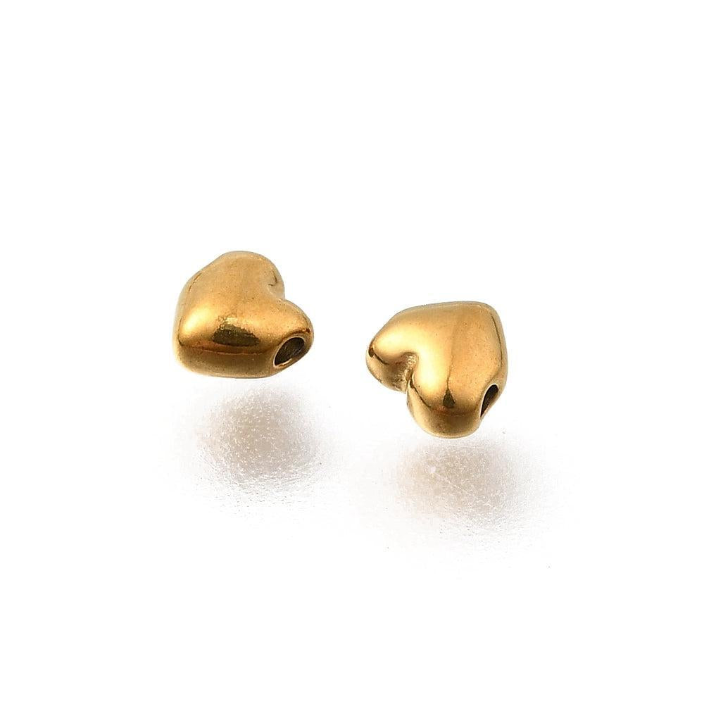 Kraal hartje RVS premium goud 3,5mm - per stuk-Kralen-Kraaltjes van Renate