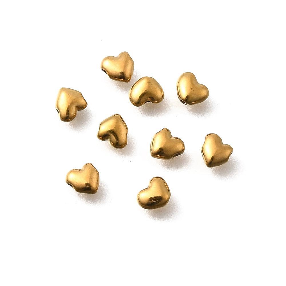 Kraal hartje RVS premium goud 3,5mm - per stuk-Kralen-Kraaltjes van Renate