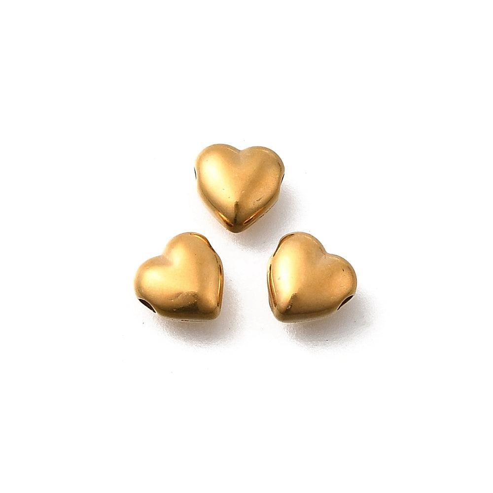 Kraal hartje RVS premium goud 6mm - per stuk-Kralen-Kraaltjes van Renate