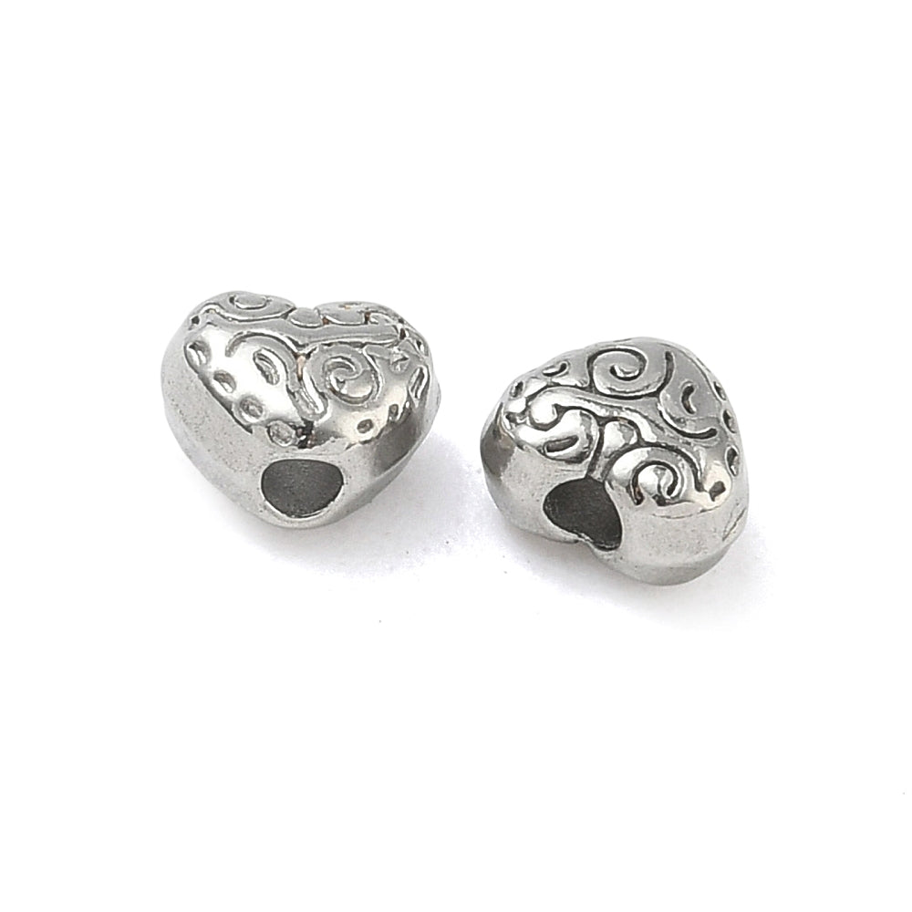 Kraal hartje RVS zilver 5mm - per stuk-Onderdelen-Kraaltjes van Renate