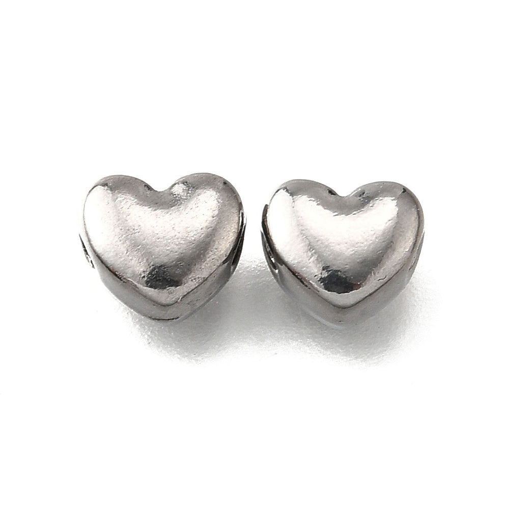 Kraal hartje RVS zilver 6mm - per stuk-Kralen-Kraaltjes van Renate