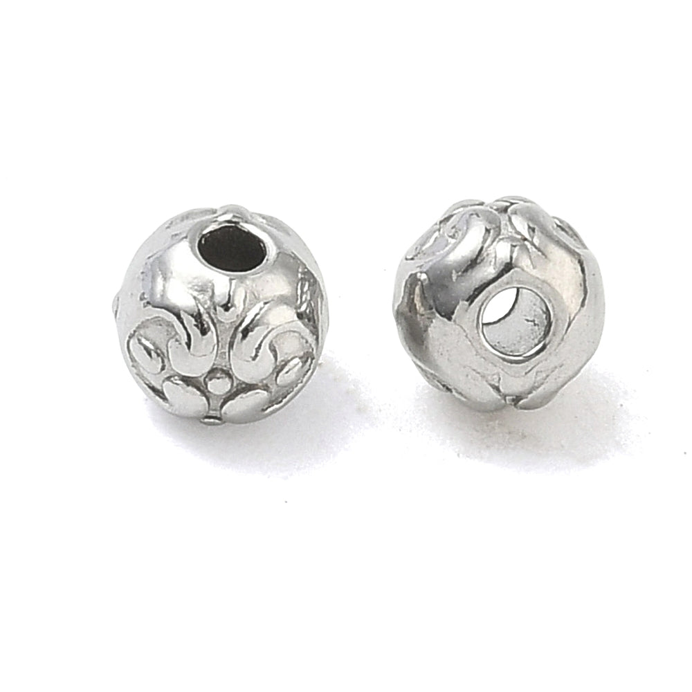 Kraal hartje RVS zilver 6mm - per stuk-Onderdelen-Kraaltjes van Renate