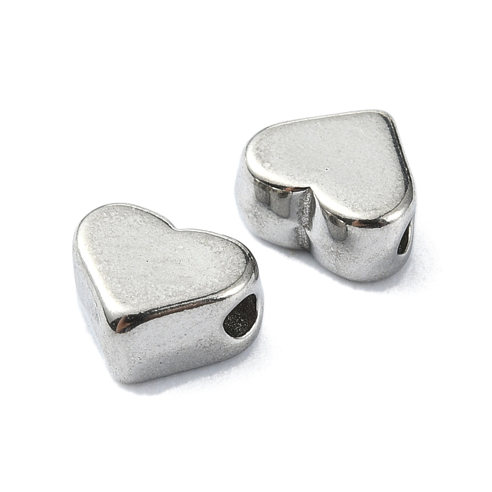 Kraal hartje RVS zilver 6mm - per stuk-bedels-Kraaltjes van Renate