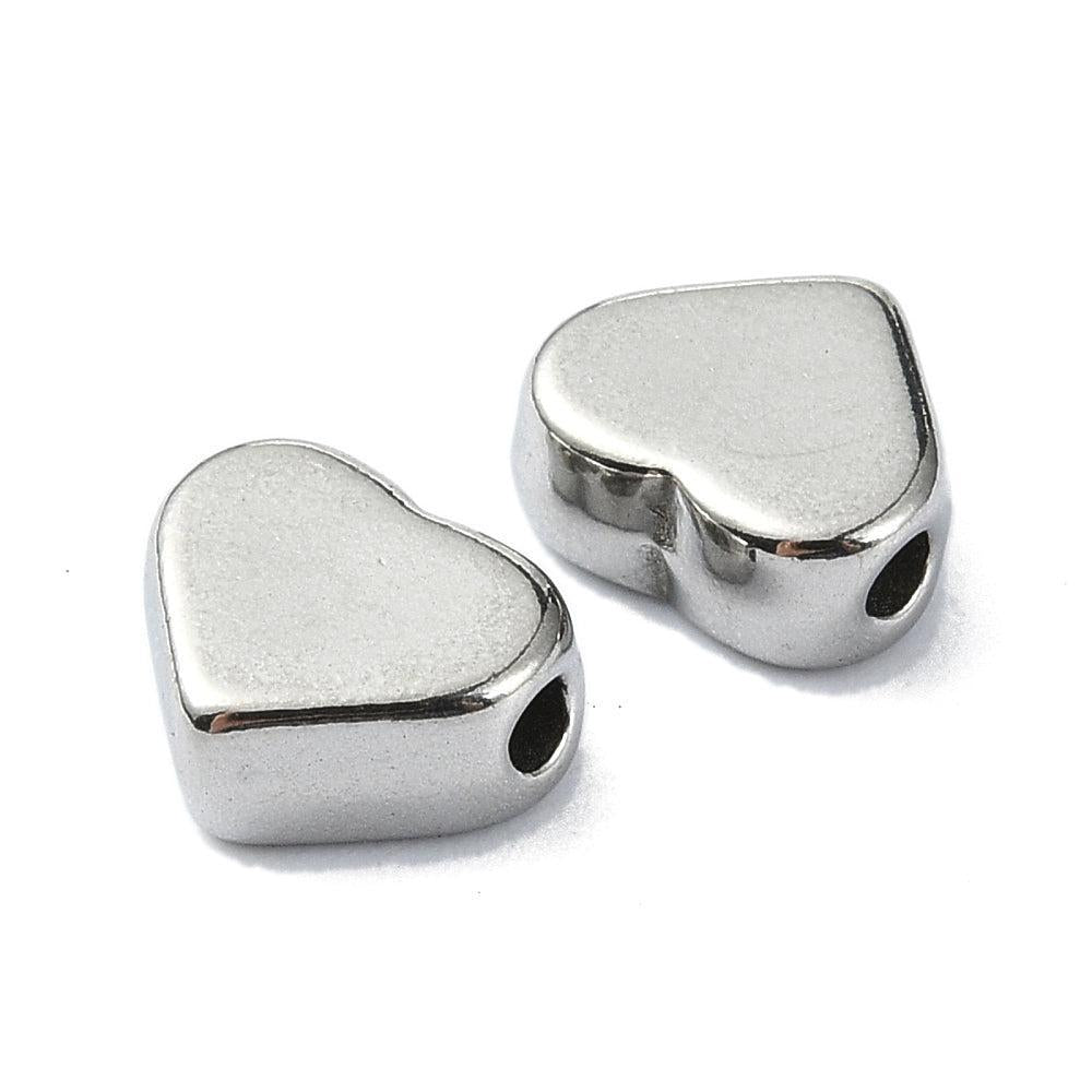 Kraal hartje RVS zilver 7mm - per stuk-Kralen-Kraaltjes van Renate