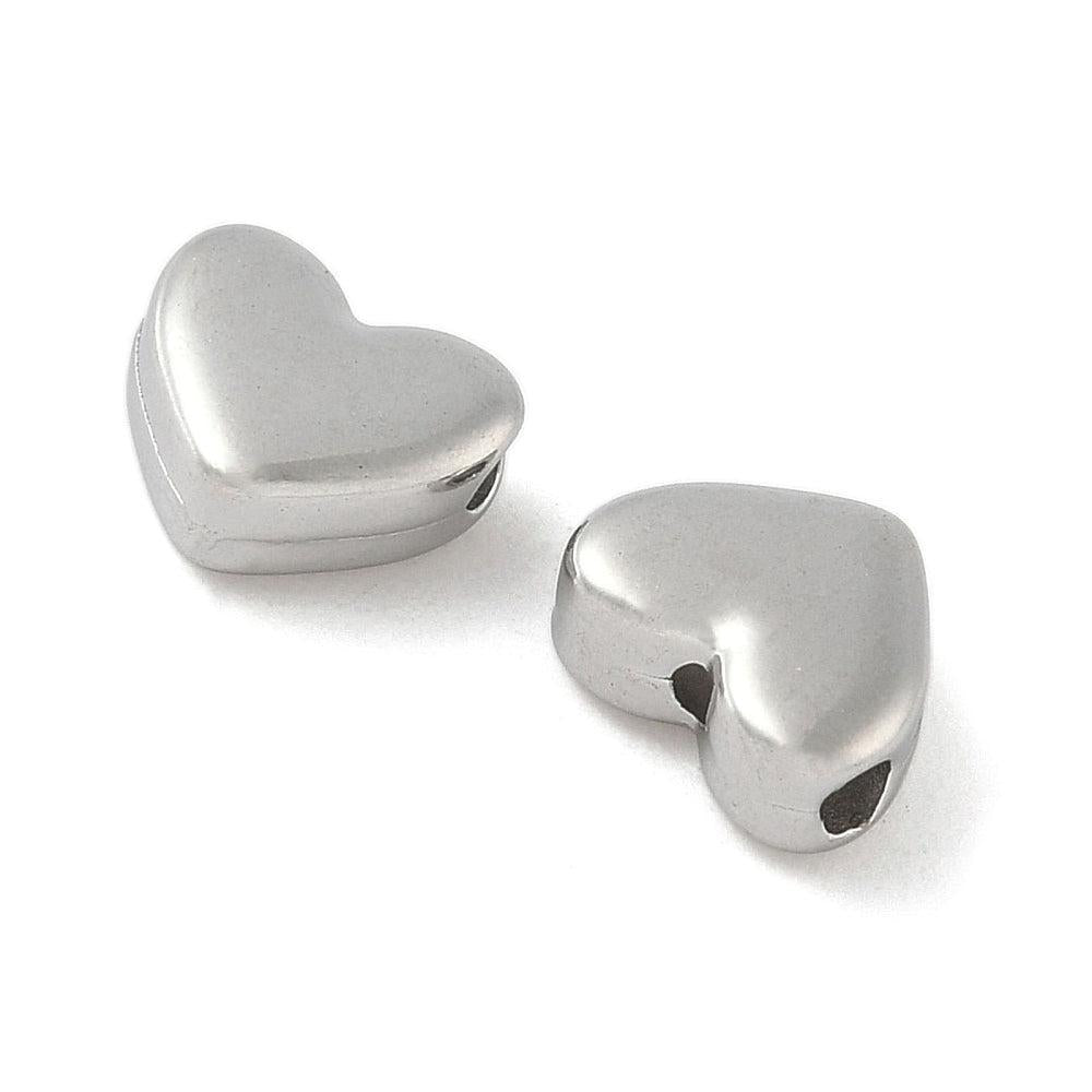 Kraal hartje RVS zilver 8mm - per stuk-bedels-Kraaltjes van Renate