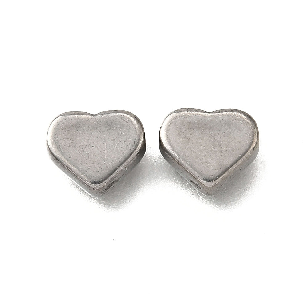 Kraal hartje RVS zilver 8mm - per stuk-Kralen-Kraaltjes van Renate