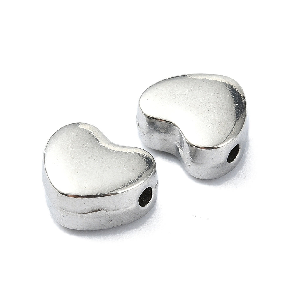 Kraal hartje RVS zilver 9mm - per stuk-Kralen-Kraaltjes van Renate