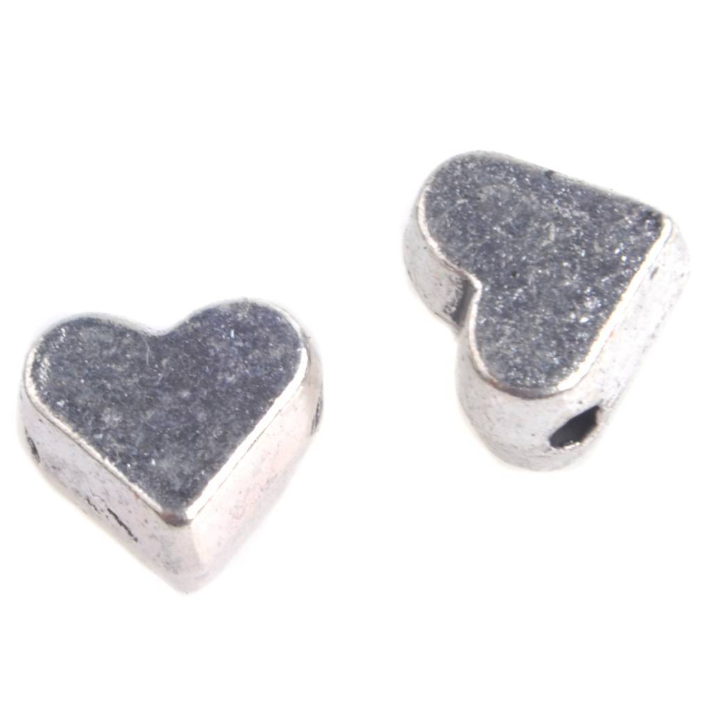 Kraal hartje Zilver 7x6mm - 10 stuks-Kraaltjes van Renate