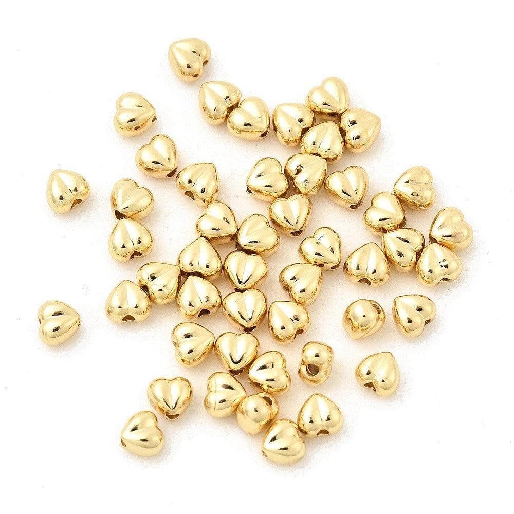 Kraal hartje brass 18K Gold plated 5mm - per stuk-Kralen-Kraaltjes van Renate