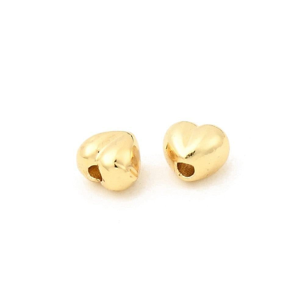 Kraal hartje brass 18K Gold plated 5mm - per stuk-Kralen-Kraaltjes van Renate