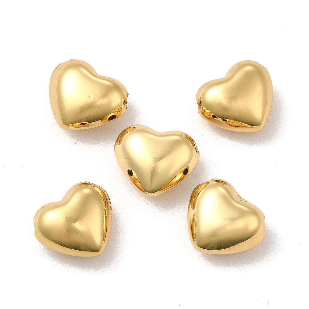 Kraal hartje messing 18K goud 15mm - per stuk-Kralen-Kraaltjes van Renate