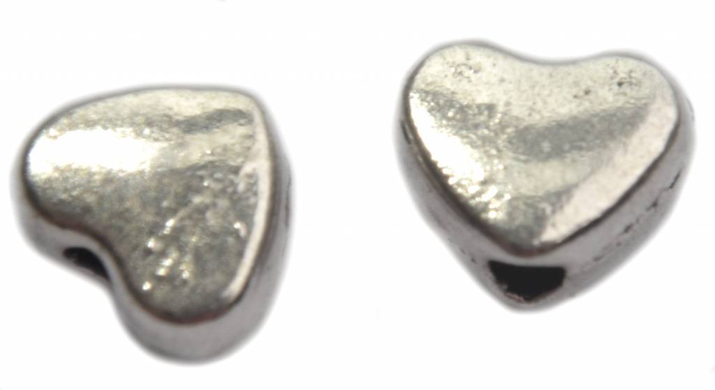 Kraal hartje zilver 6mm - 15st-Kraaltjes van Renate