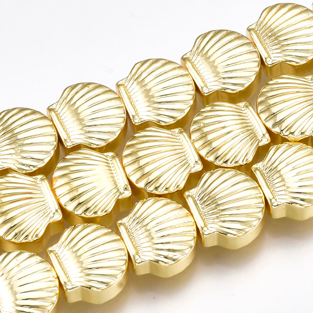 Kraal hematiet schelp goud 8x9x4mm- per stuk-bedels-Kraaltjes van Renate