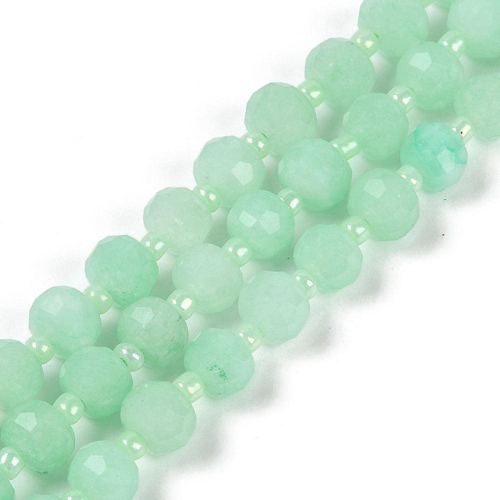 Kraal jade faceted aquamarine 8mm- per stuk-bedels-Kraaltjes van Renate