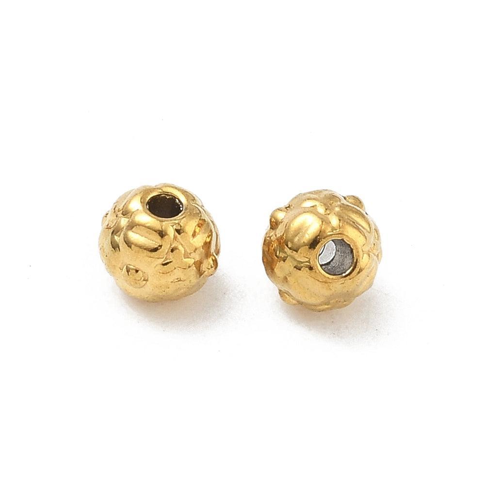 Kraal klaver RVS premium 18K goud 5,5mm - per stuk-Onderdelen-Kraaltjes van Renate