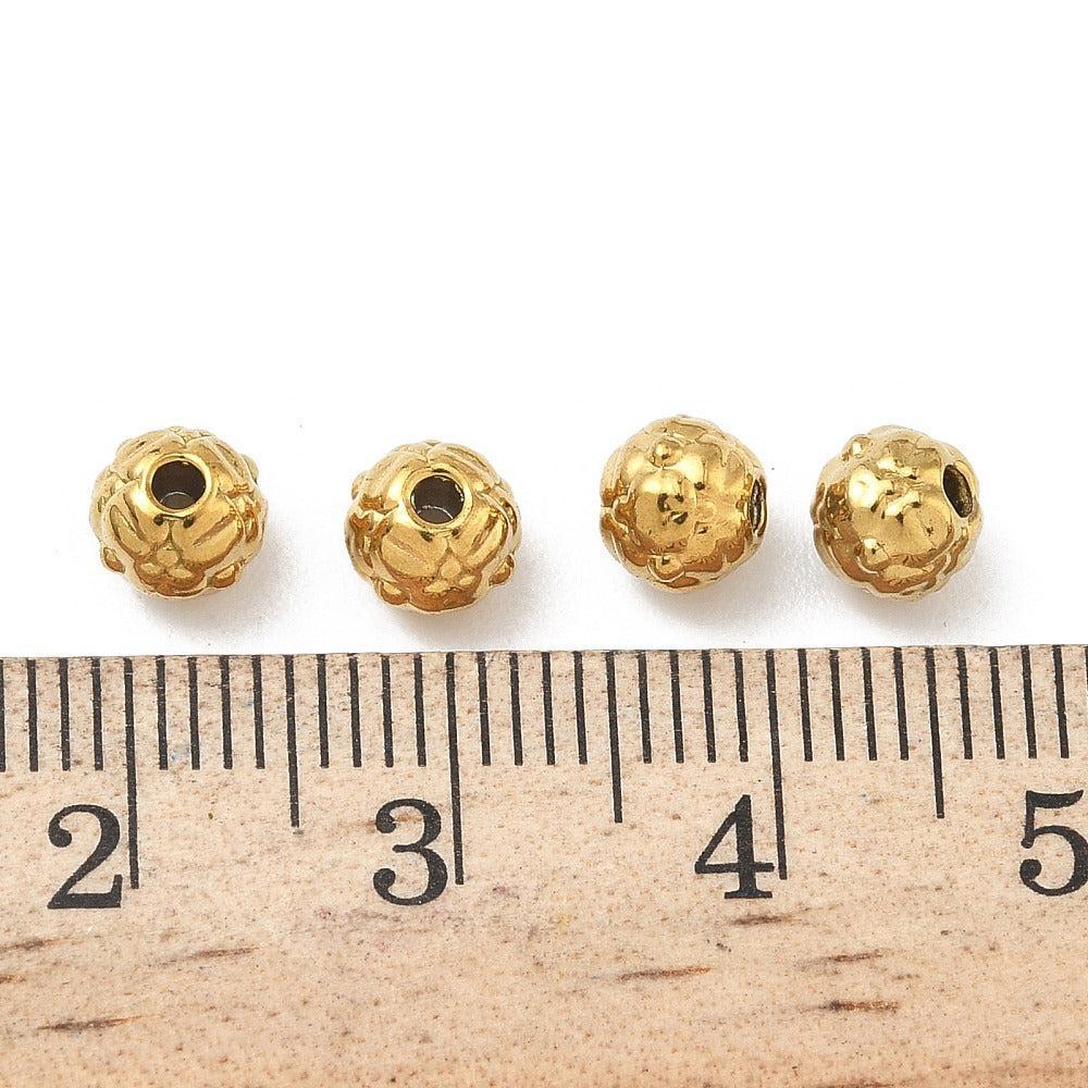 Kraal klaver RVS premium 18K goud 5,5mm - per stuk-Onderdelen-Kraaltjes van Renate